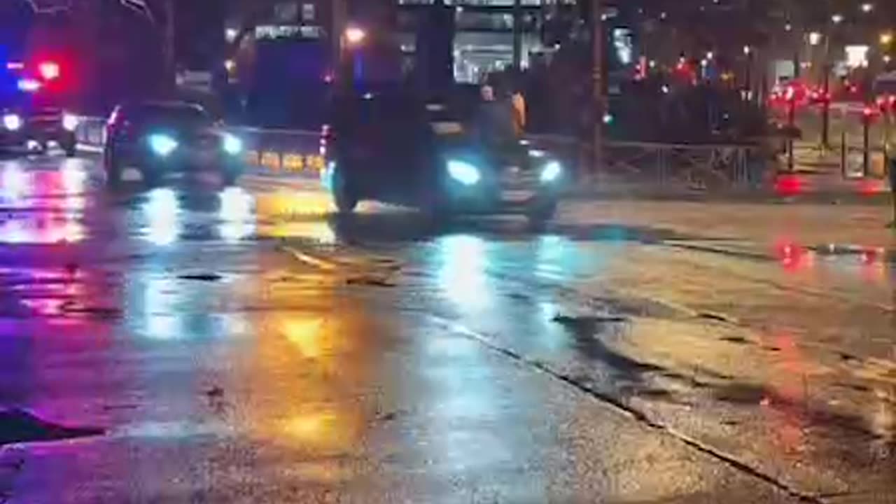 President Trump‘s motorcade in Paris last night