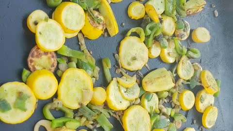 Cooking steak stir fry on the blackstone