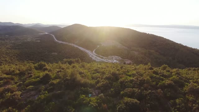 Island with Ocean in Sunset Dron High Quality Footage