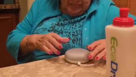 Italian grandmother learning to use Google home