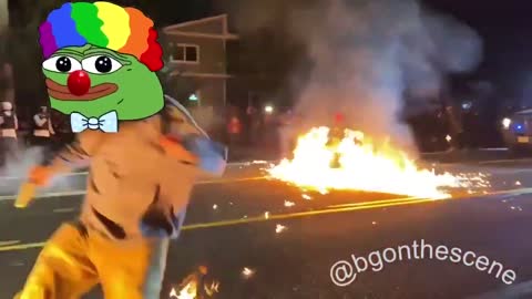 Antifa BLM Clown on Fire