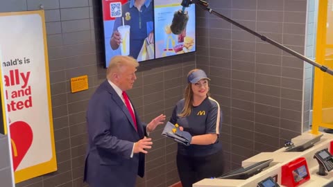 President Trump arriving at McDonald’s to start his shift in Feasterville, Pennsylvania