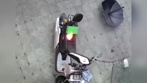 China- Terrifying Video Shows Electric Bike Ignite and Explode in Mere Seconds