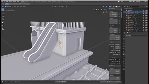 3 Blender Detailed Tutorial: How to Make a Lowpoly Isometric Timeline Modern Station