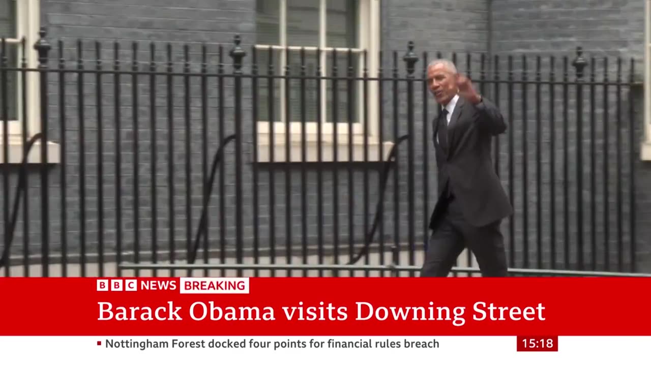 Former US President Barack Obama Is Seen Visiting Downing Street