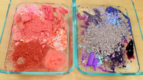 Coral vs Purple Mixing Makeup Eyeshadow Into Slime! Special Series 71 Satisfying