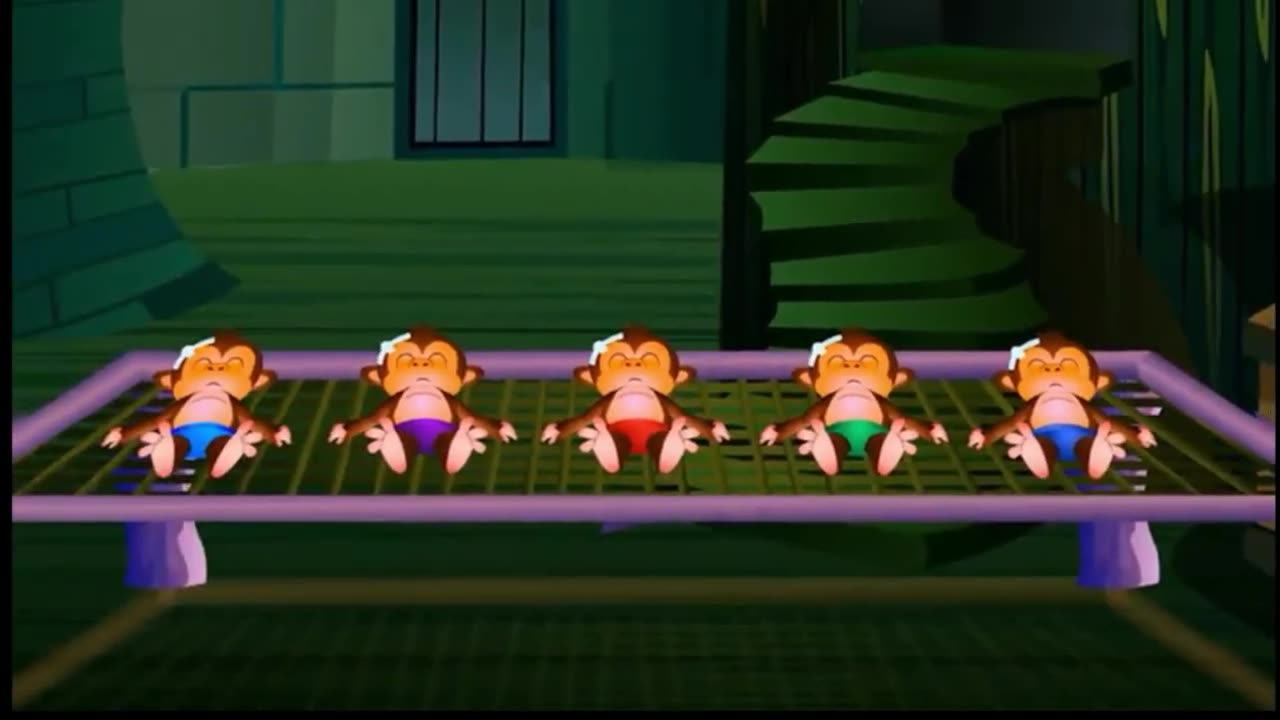 FIVE LITTLE MONKEYS AND BIRDS !! CARTOON VIDEO !!!!