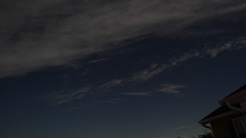 Mid January sky time-lapse. Looking north on a partly cloudy night.