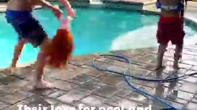 This toddler can swim by herself, no matter how deep the water.