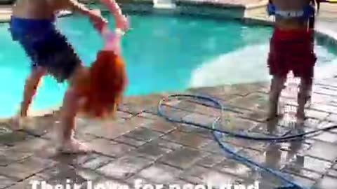 This toddler can swim by herself, no matter how deep the water.