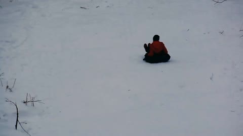 Funny video of riding a winter slide