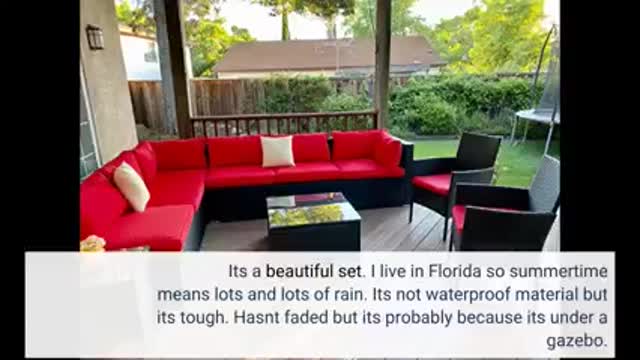 7 Pieces Outdoor Patio Furniture Sets,Wicker Rattan Sectional Patio Furniture Sofa Set Red