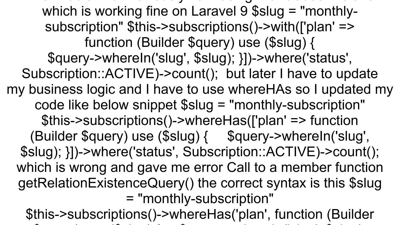 Call to a member function getRelationExistenceQuery on null