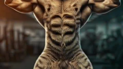 funny bodybuilder cat