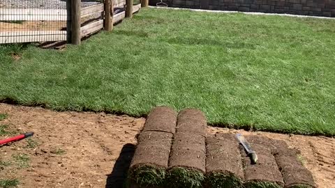 Half way on the sod work from Ground level