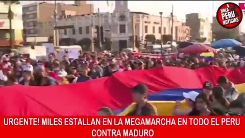 VENEZOLANO Y PERUANOS EN MARCHA CONTRA MADURO