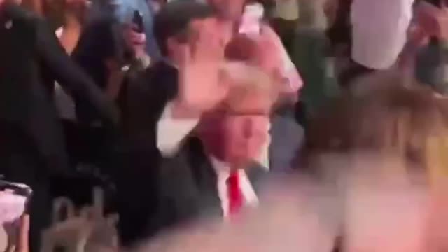 Crowd chants "USA" "USA" as donald trump arrives at UFC