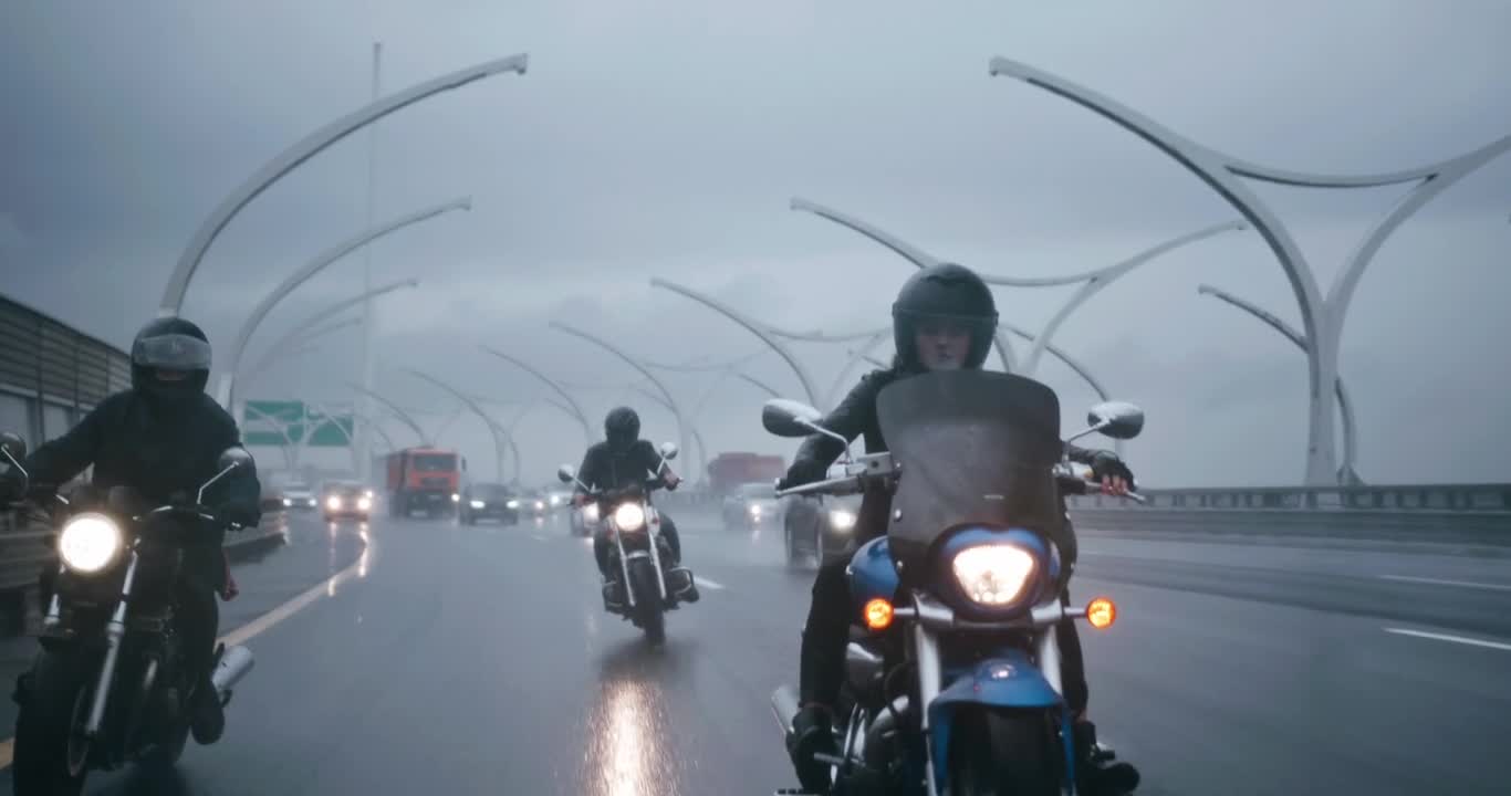 Silent Bikers Face Highway