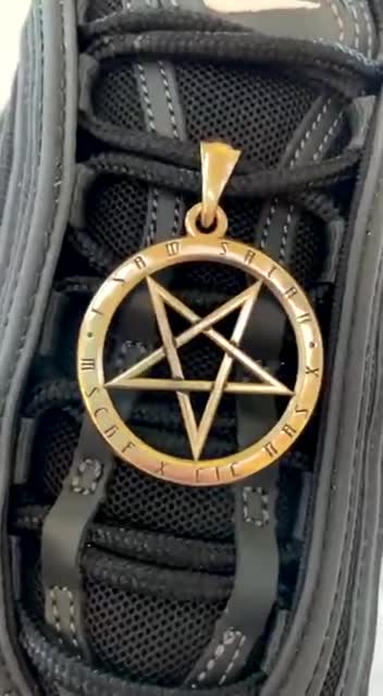 Human blood in a Nike shoe along with 666 and a pentagram