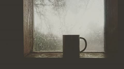 Rain and cap of coffee on window (45 min relax)