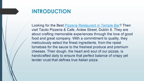 Best Pizzeria Restaurant in Temple Bar