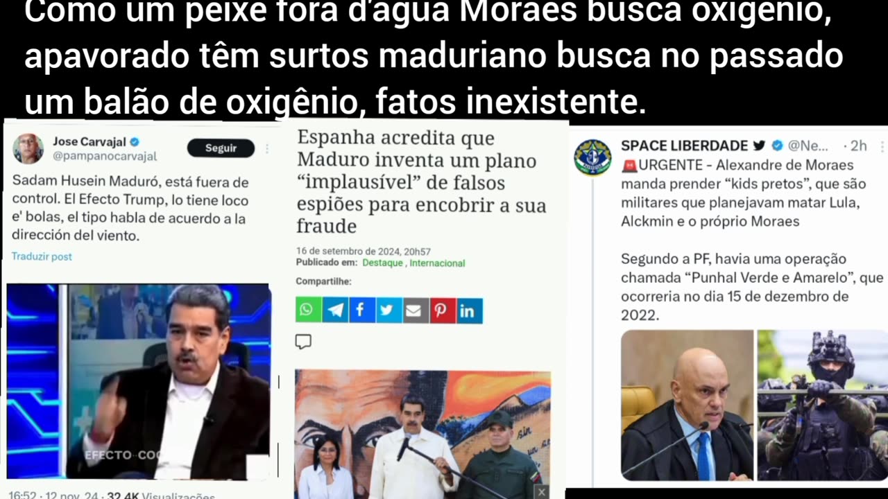 Como um peixe fora d'água Moraes busca oxigênio, apavorado têm surtos maduriano busca no passado um balão de oxigênio, fatos inexistente.