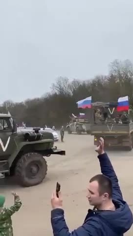 Ukraine. Civilians are meeting Russian army