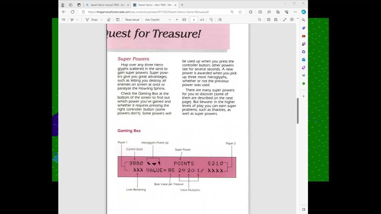 Desert Falcon (Atari 7800) -- Game Manuals Were Cool