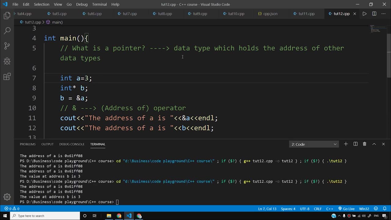 Pointers in C++ _ C++ Tutorials for Beginners #12