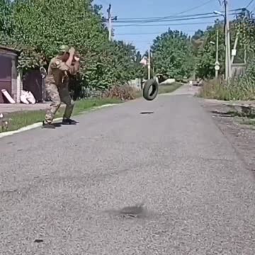 Clearing anti-personnel mines with a tire in Ukraine