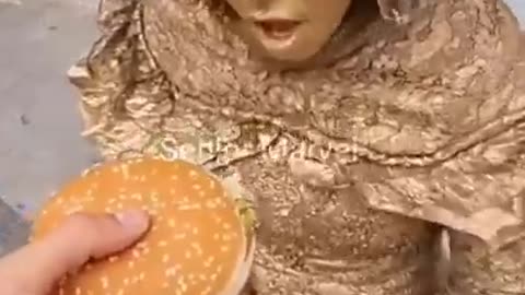 The girl seems to be very hungry