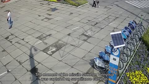 The moment of the missile strike on Vinnytsia was captured on surveillance cameras