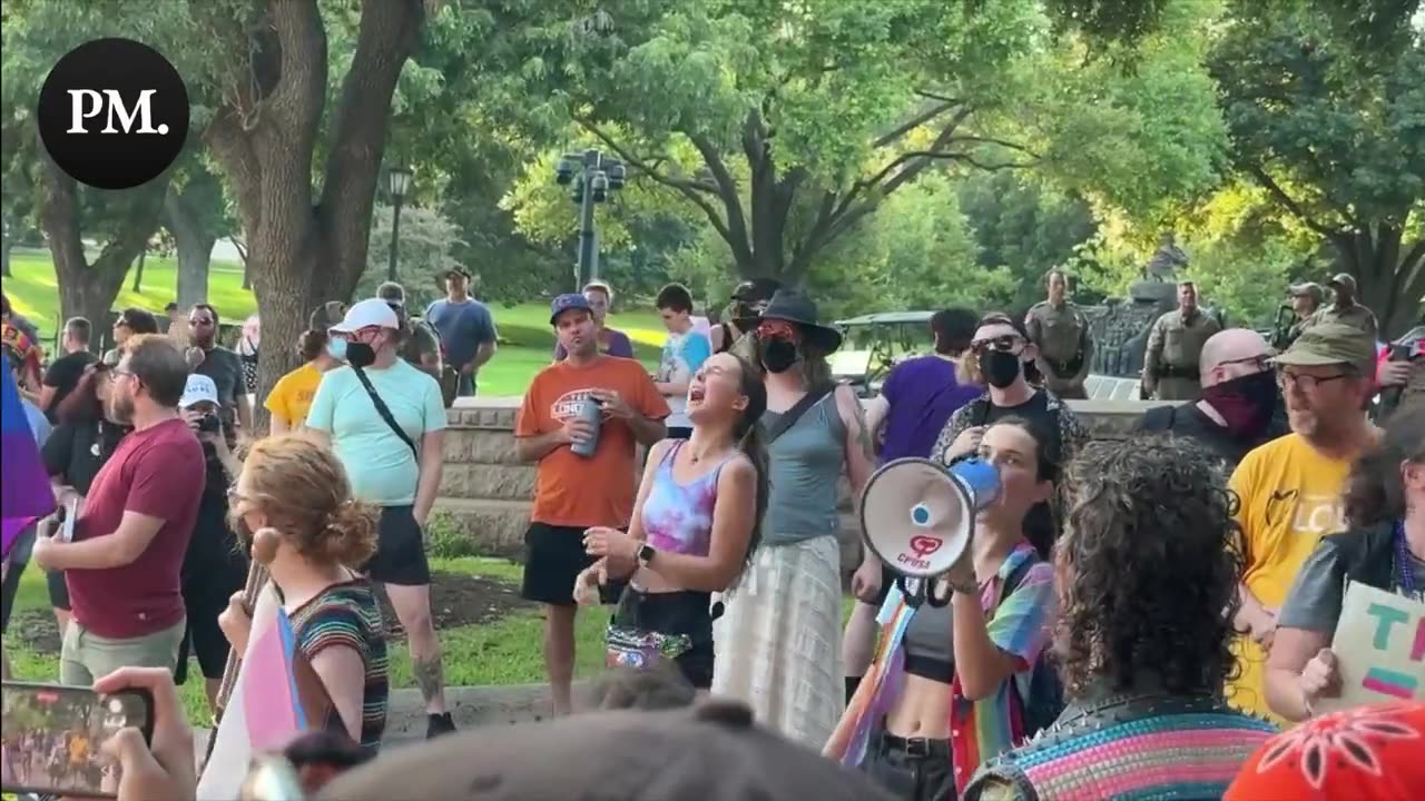 AUSTIN, TX— Young LGBTQ activists chant “F*ck Greg Abbott”