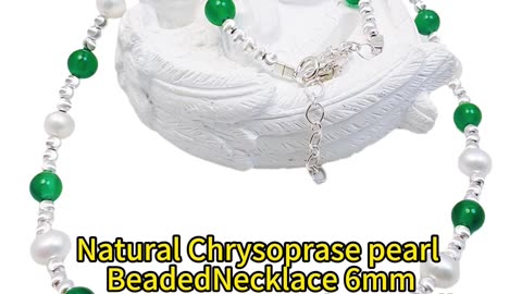 GN-20241223-01 Natural Chrysoprase pearl Beaded Necklace 6mm Chrysoprase Smooth Rondelle Beads