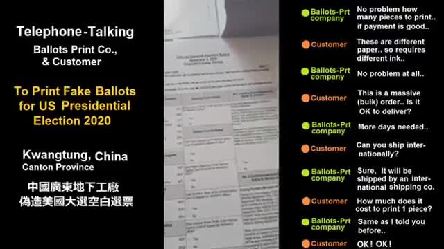 VOTER FRAUD:Chinese Whistleblower Printing Fake US Ballots for election