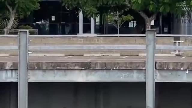 Guy climbing and jumping on house building, cool