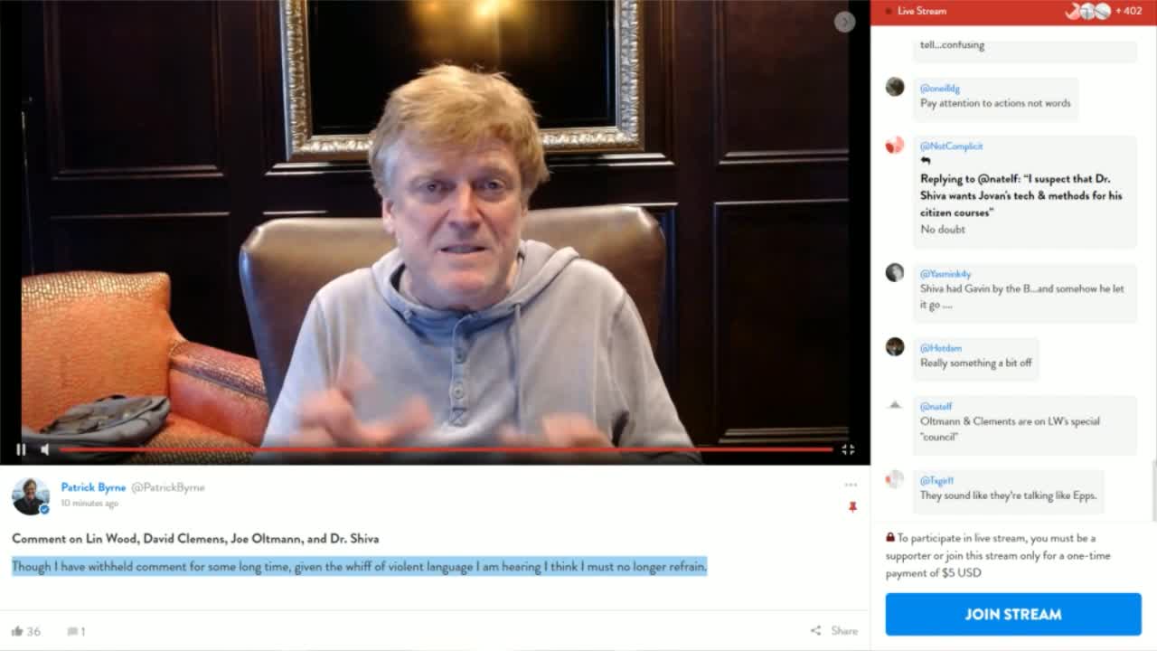 Live Stream w/ chat 2/3/2022 Patrick Byrne "Lin Wood, David Clemens, Joe Oltmann, and Dr. Shiva"