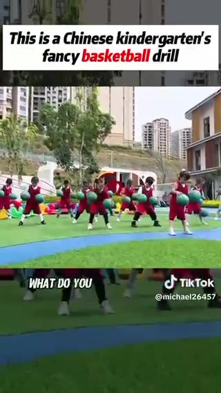 This is a Chinese Kindergarten’s Fancy Basketball Drill