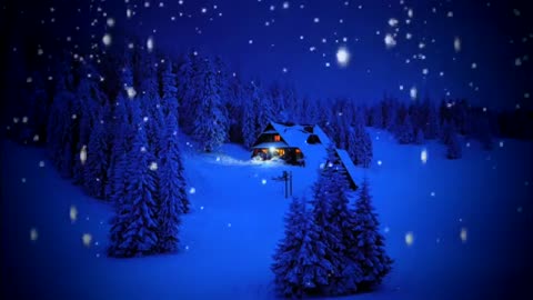 Relaxing ambient with snow, background Christmas music, gentle Christmas choir sleep music, cozy