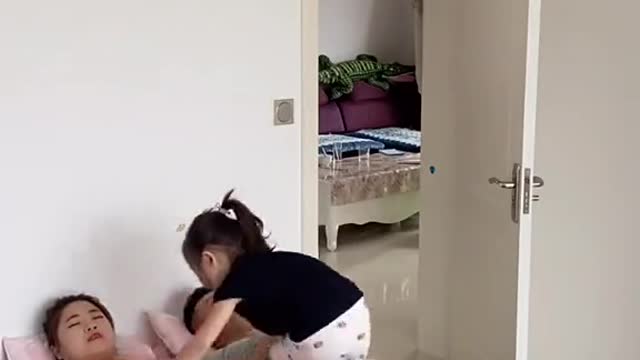 Family comedy video.mom,dad and their little daughter