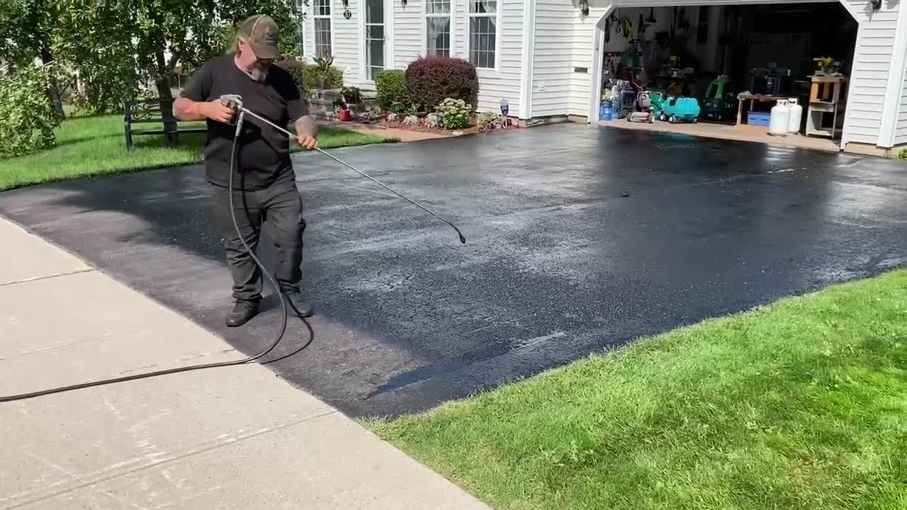 Professional Asphalt Spray Sealing: “The Square One” Top Coats Pavement Maintenance