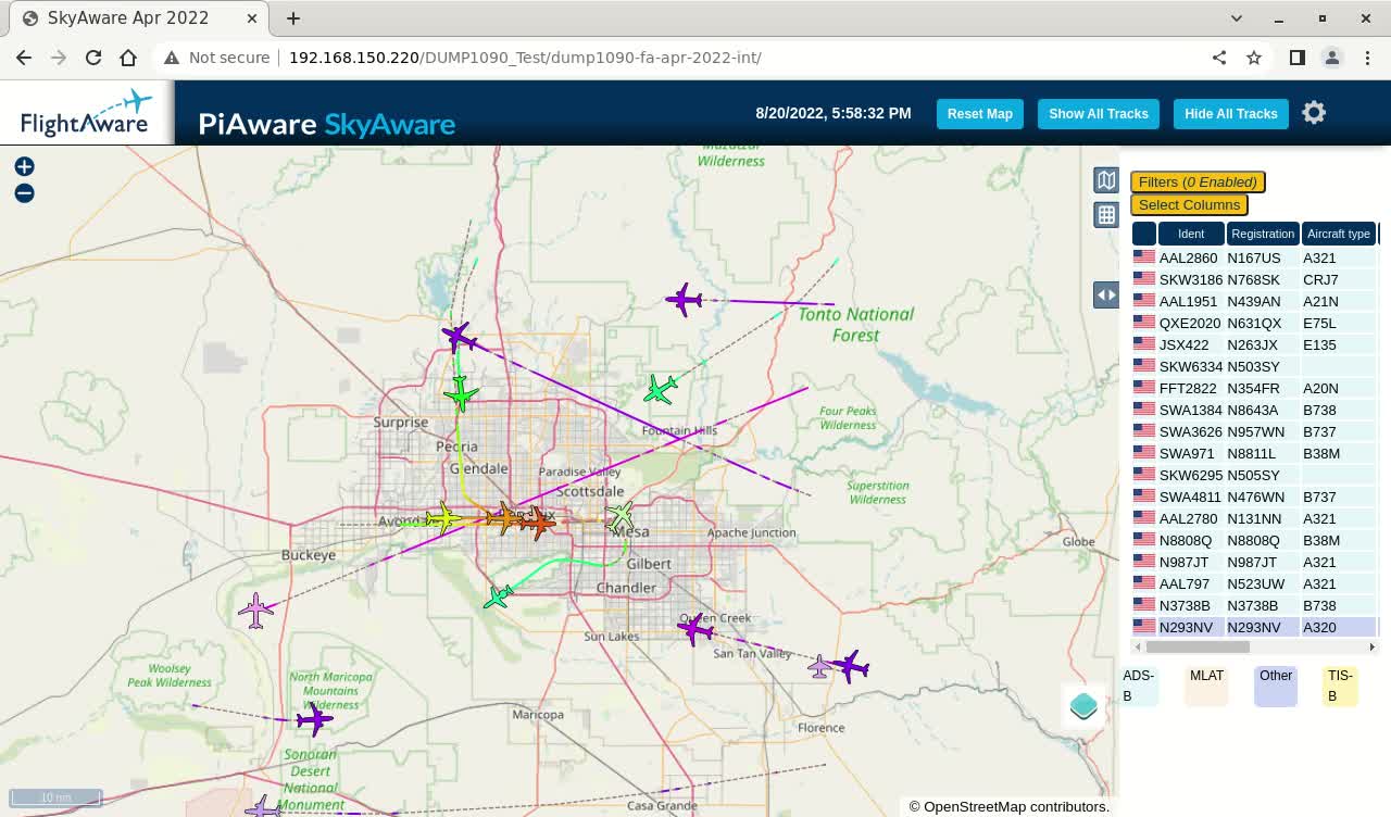 August 19th - 20th 2022 - piaware time lapse