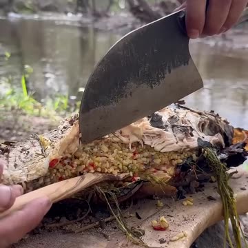 Çamur ve Yaprakta Sazan Pişirme 🐟 _ Cooking Carp in Primitive Mud and Leaves
