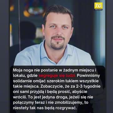 moja noga nie postanie w żadnym miejscu i lokalu, gdzie segreguje się ludzi