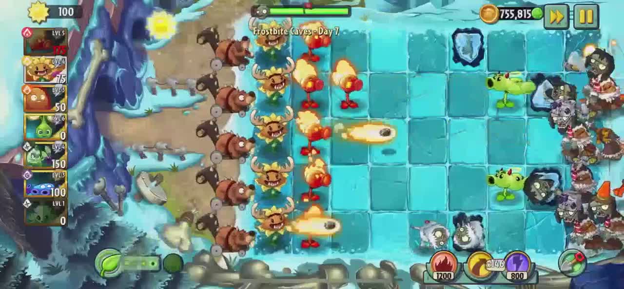 Plants vs Zombies 2 Frostbite Caves - Day 7