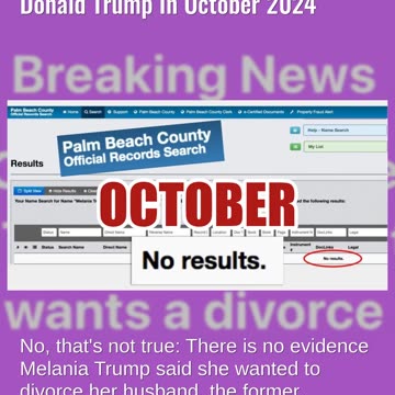 Fact Check: NO Evidence Melania Trump Said She Wants Divorce From Donald Trump In October 2024