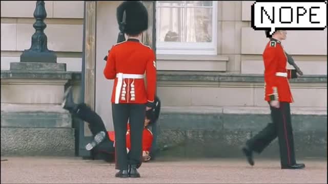 Queen Guard Slipped In Buckingham Palace