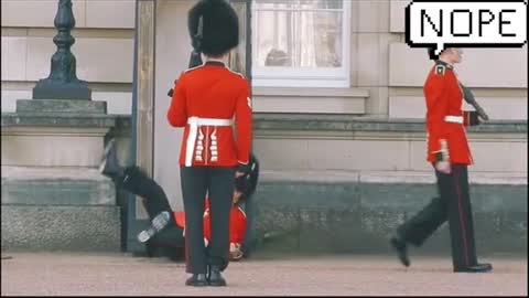 Queen Guard Slipped In Buckingham Palace