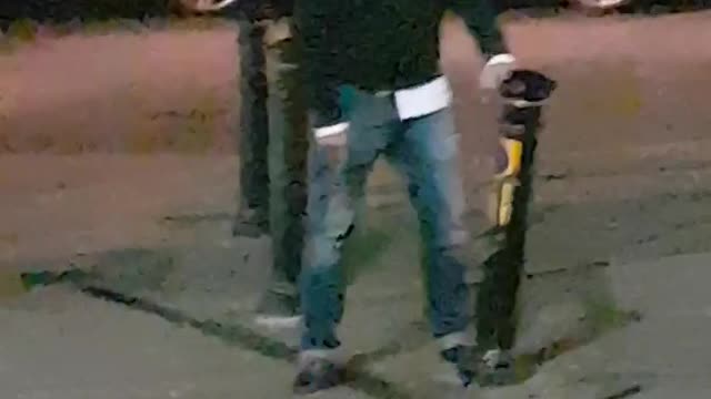 Guy green shirt drunk trying to walk straight