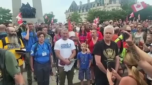 National War Memorial in Ottawa to protest Justin Trudeau's dictatorship and vaccine mandates